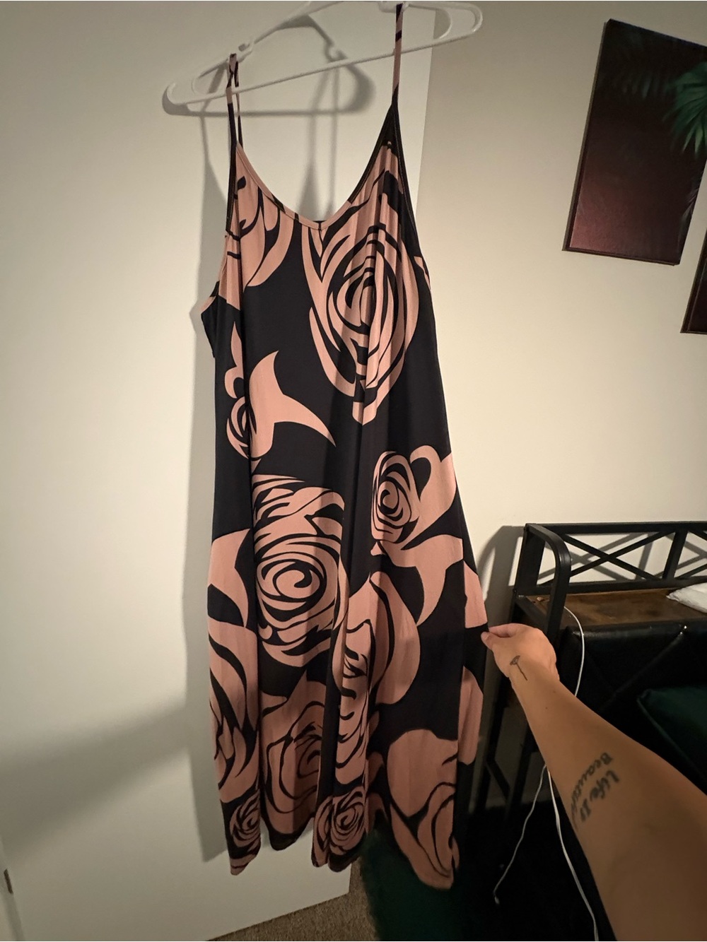 Black & Blush Floral Slip Dress